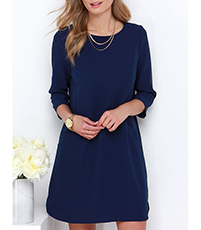Chiffon Dress – Classic Midnight Blue / Long Sleeves / Rounded Neckline